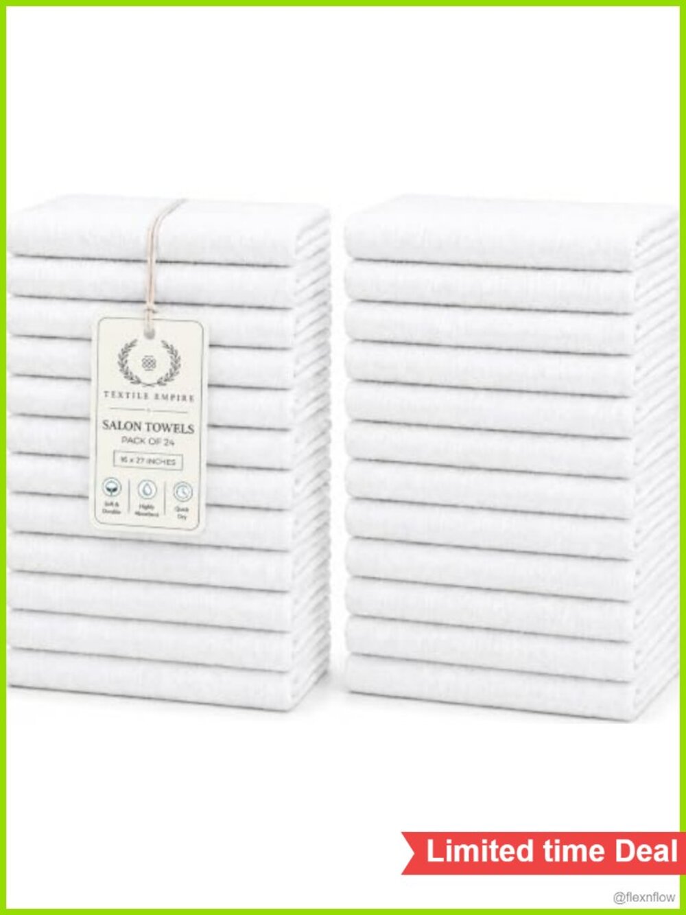 100% Cotton Hand Towels Pack of 24 Absorbent Quick-Dry 16x27 Inch